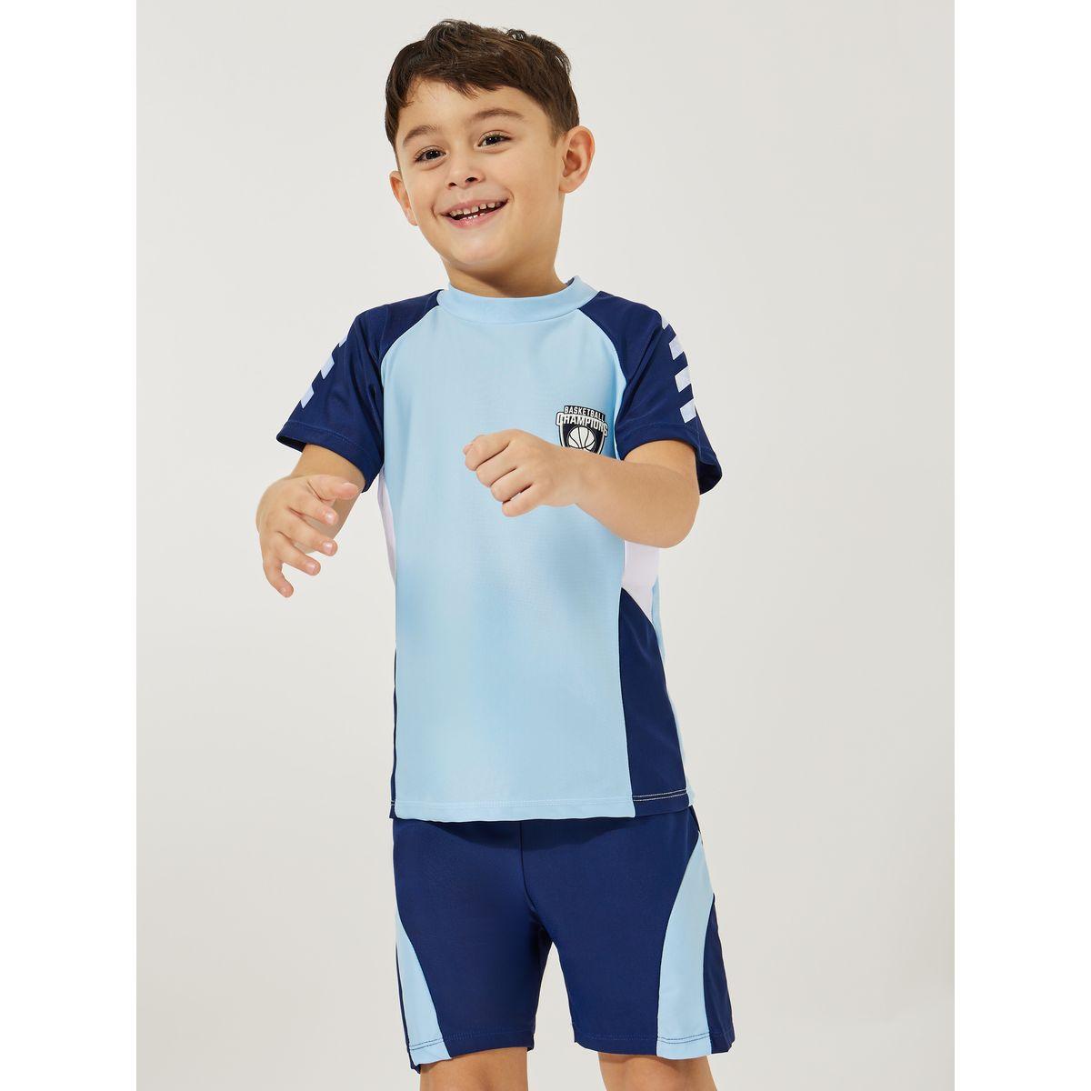 Styli Pack of 3 - Raglan Sleeves Top, Shorts & Swimming Cap-boys-clothing-setsandcoords-image-2