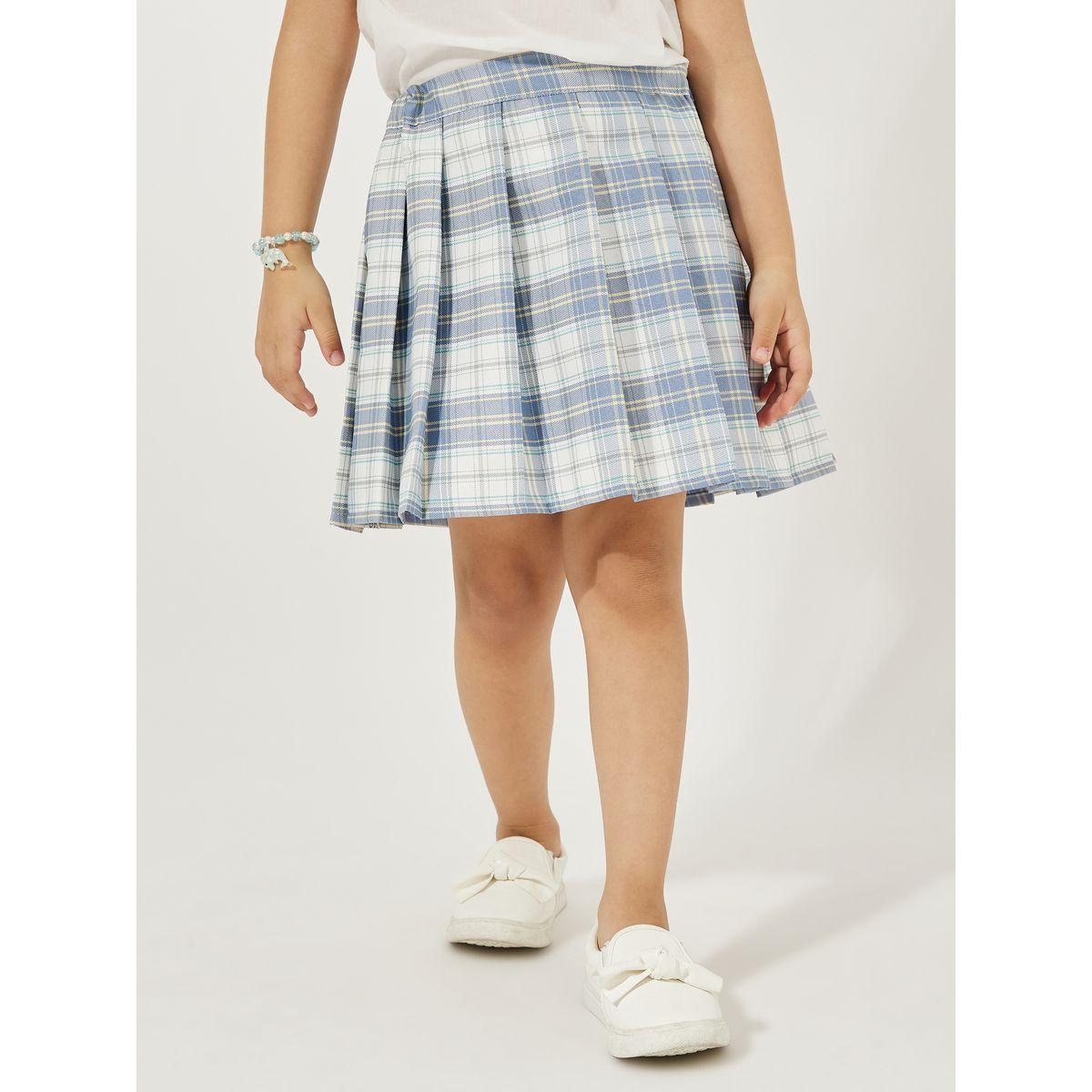 تنورة بكسرات وطبعة مربعات-girls-clothing-bottoms-skirts-image-1