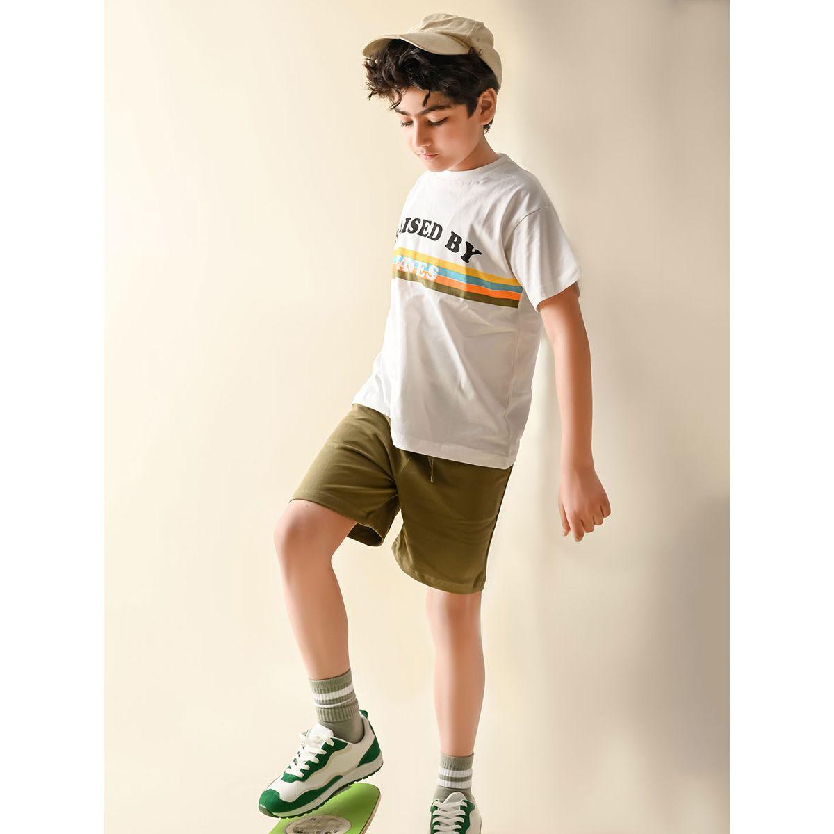 LilPicks X Styli  Graphic Printed T-Shirt & Drawstring Shorts Set-boys-clothing-setsandcoords-image-1