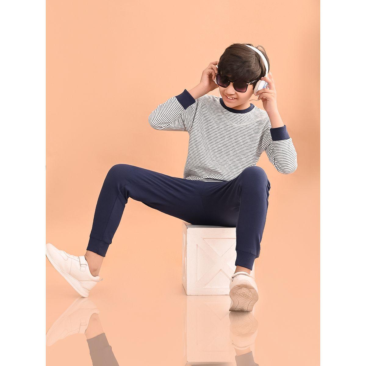 مجموعة من جوغر مع سويت شيرت مخطط ليل بيكس × ستايلي-boys-clothing-setsandcoords-image-1