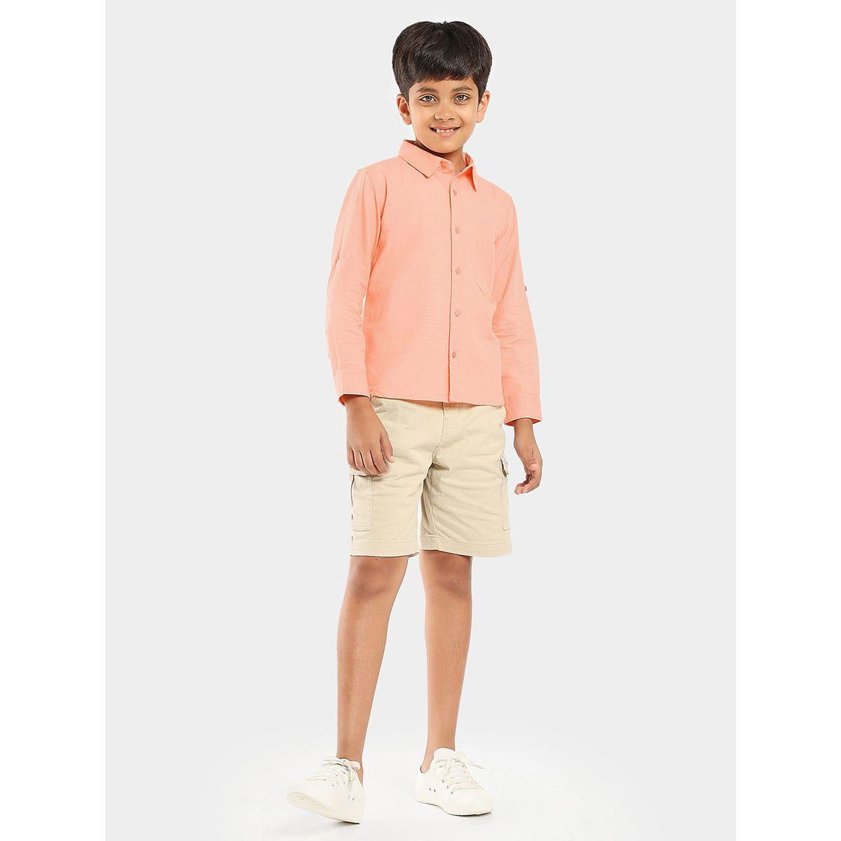 قميص سادة بجيب على الصدر وازرار ليل بيكس × ستايلي-boys-clothing-shirts-image-1