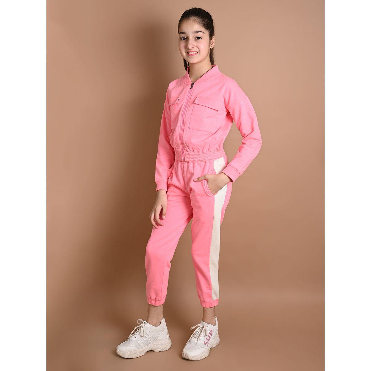 LilPicks X Styli  Solid Flap Pocket Jacket & Joggers Set-girls-clothing-setsandcoords-image-2