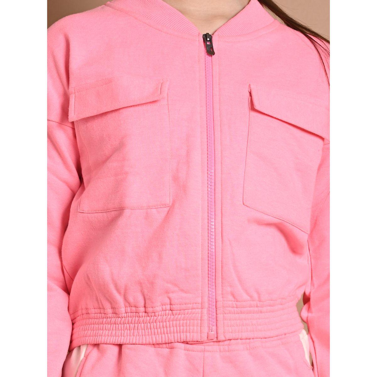 LilPicks X Styli  Solid Flap Pocket Jacket & Joggers Set-girls-clothing-setsandcoords-image-4