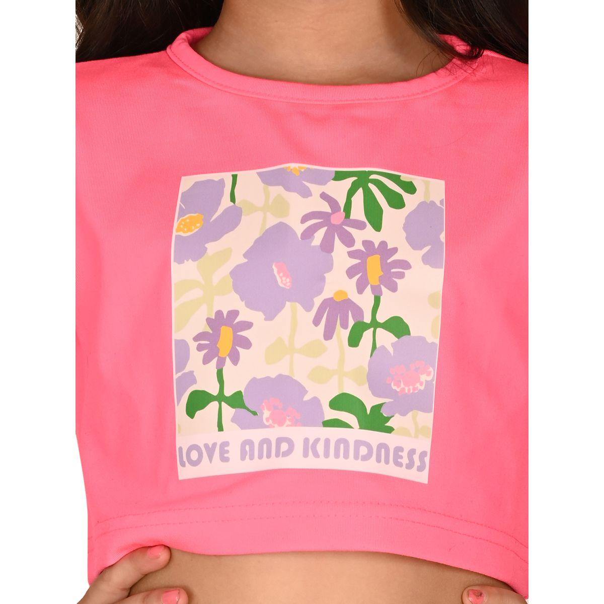 LilPicks X Styli  Floral Print Crop T-Shirt & Pants Set-girls-clothing-setsandcoords-image-2