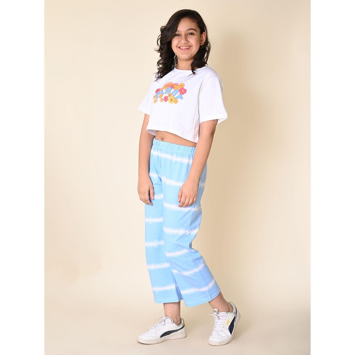 LilPicks X Styli  Floral Print Crop T-Shirt & Dyed Pants Set-girls-clothing-setsandcoords-image-3