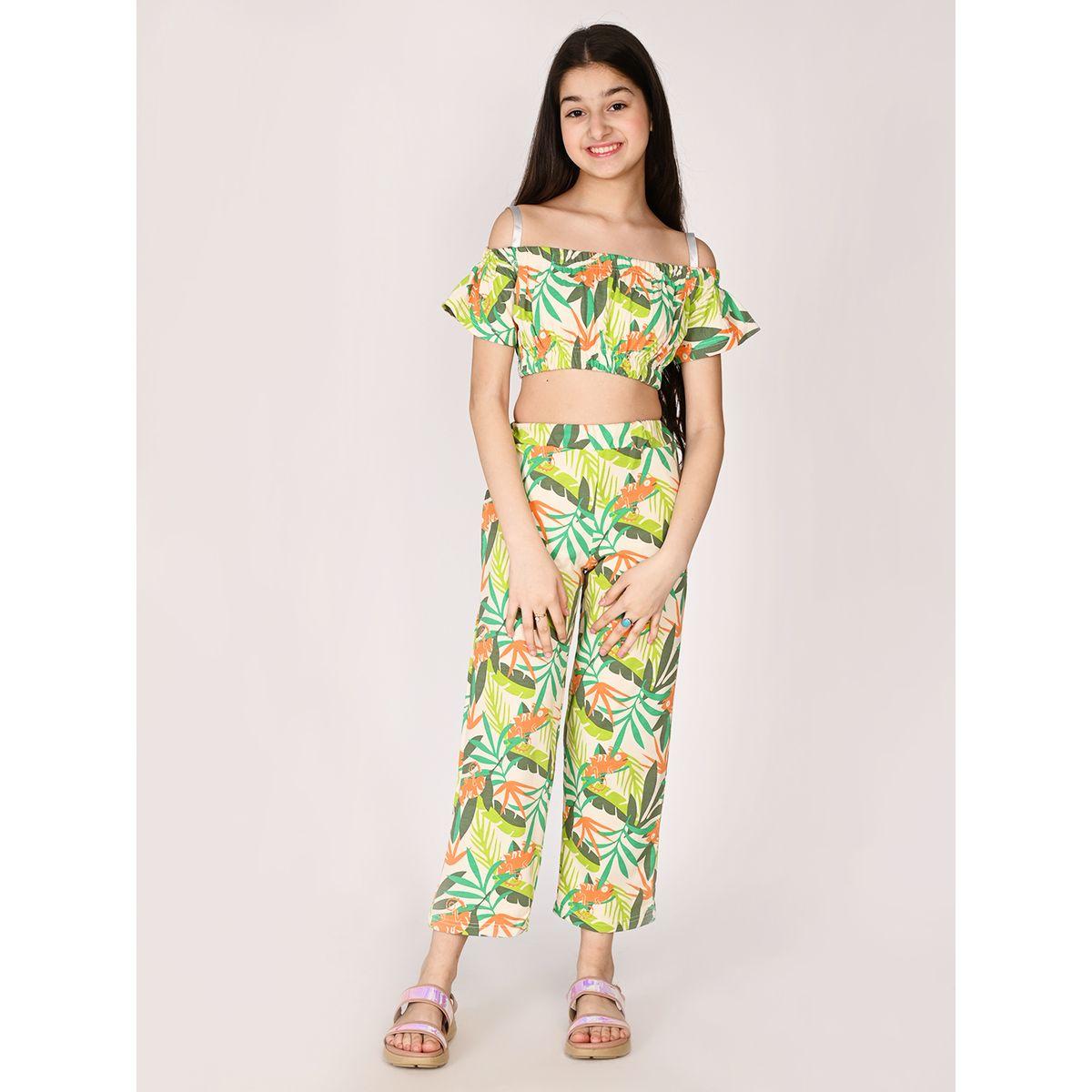 LilPicks X Styli  Tropical Print Crop Top & Pants Set-girls-clothing-setsandcoords-image-3