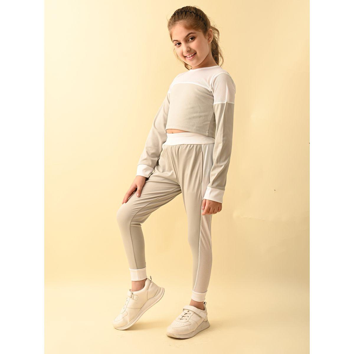 LilPicks X Styli  Color Block Mesh Detail T-Shirt & Leggings Set-girls-clothing-setsandcoords-image-2