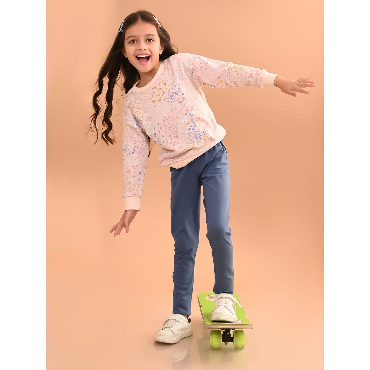 LilPicks X Styli  Ditsy Print Sweatshirt & Joggers Set-girls-clothing-setsandcoords-image-2