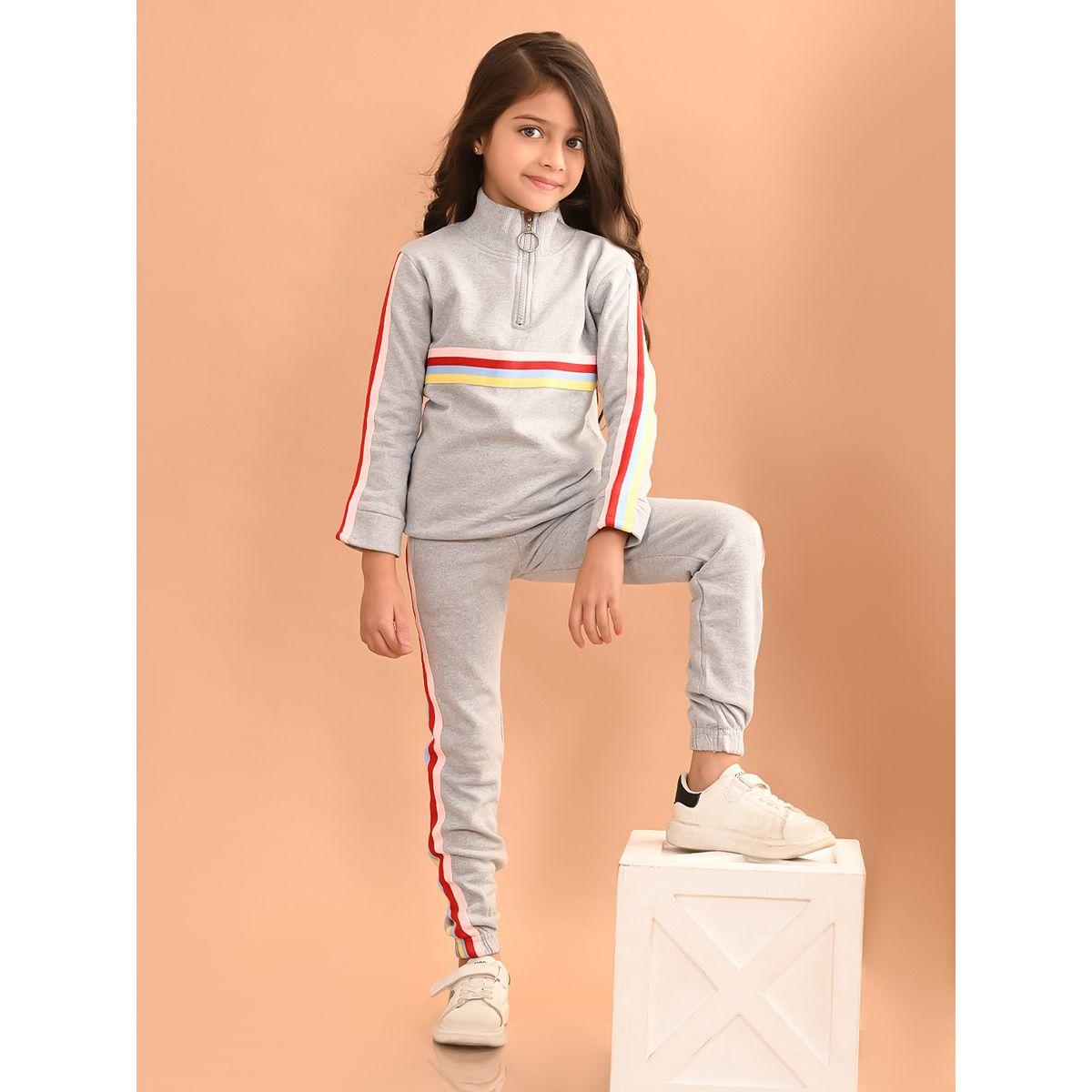 LilPicks X Styli  Striped Taping Detail Sweatshirt & Joggers Set-girls-clothing-setsandcoords-image-1