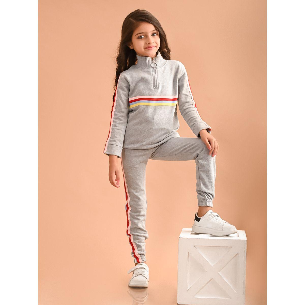 LilPicks X Styli  Striped Taping Detail Sweatshirt & Joggers Set-girls-clothing-setsandcoords-image-2