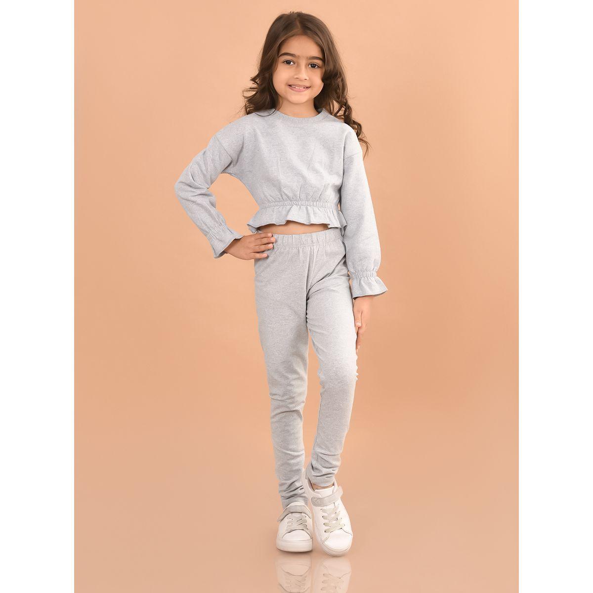 مجموعة من ليقنز مع بلوزة قصيرة بحافة كشكش ليل بيكس × ستايلي-girls-clothing-setsandcoords-image-2