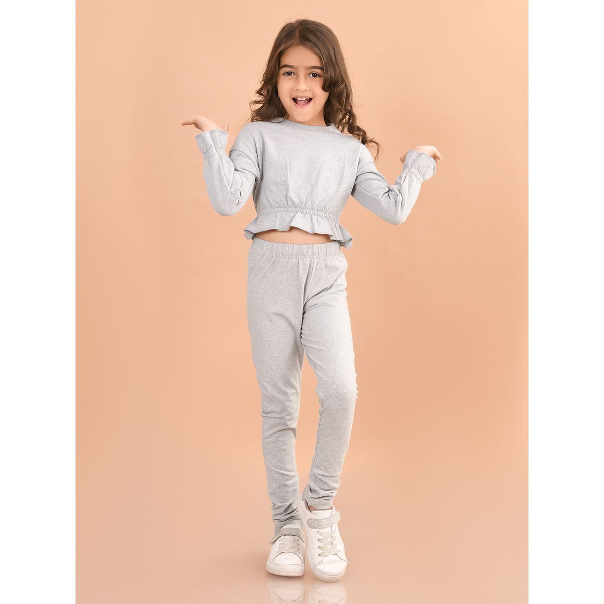 مجموعة من ليقنز مع بلوزة قصيرة بحافة كشكش ليل بيكس × ستايلي-girls-clothing-setsandcoords-image-3