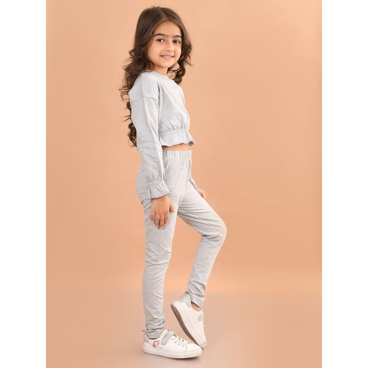 مجموعة من ليقنز مع بلوزة قصيرة بحافة كشكش ليل بيكس × ستايلي-girls-clothing-setsandcoords-image-4