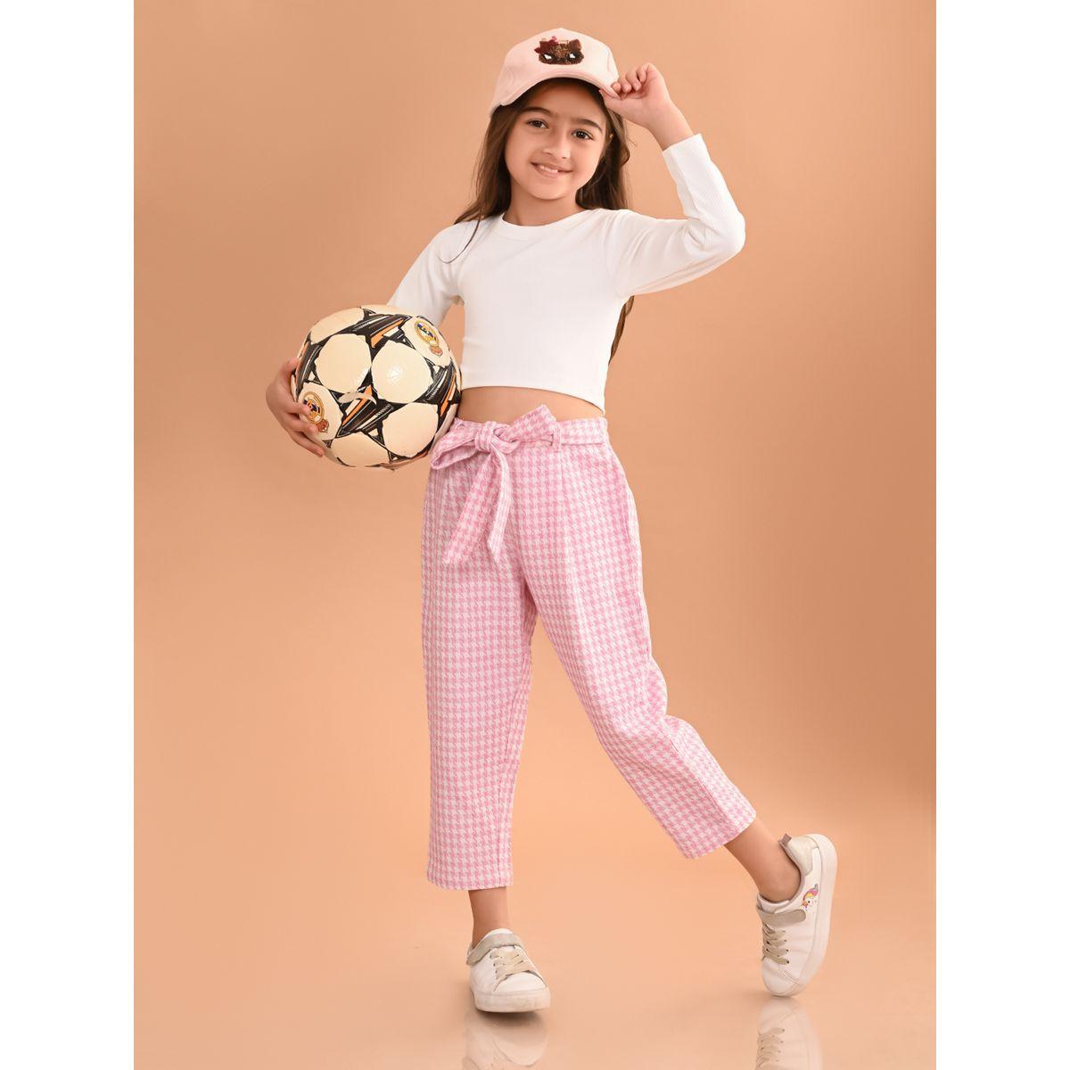 LilPicks X Styli  Rib Crop Top & Gingham Check Pants Set-girls-clothing-setsandcoords-image-1