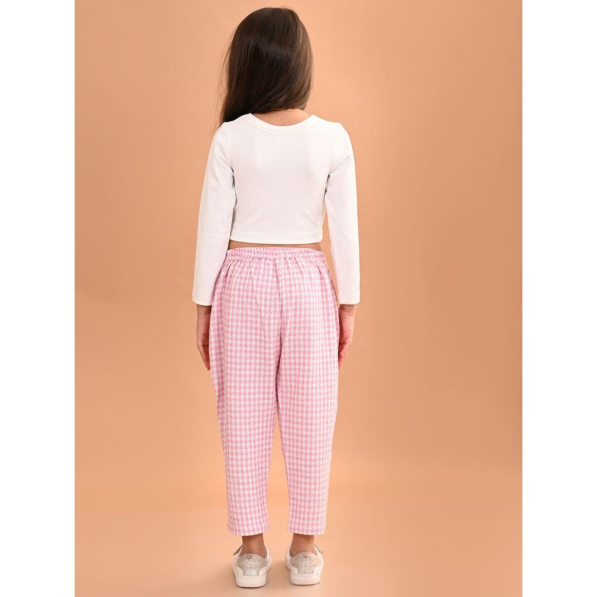 مجموعة من بنطال بنمط جينغام مع بلوزة قصيرة مضلعة ليل بيكس × ستايلي-girls-clothing-setsandcoords-image-4