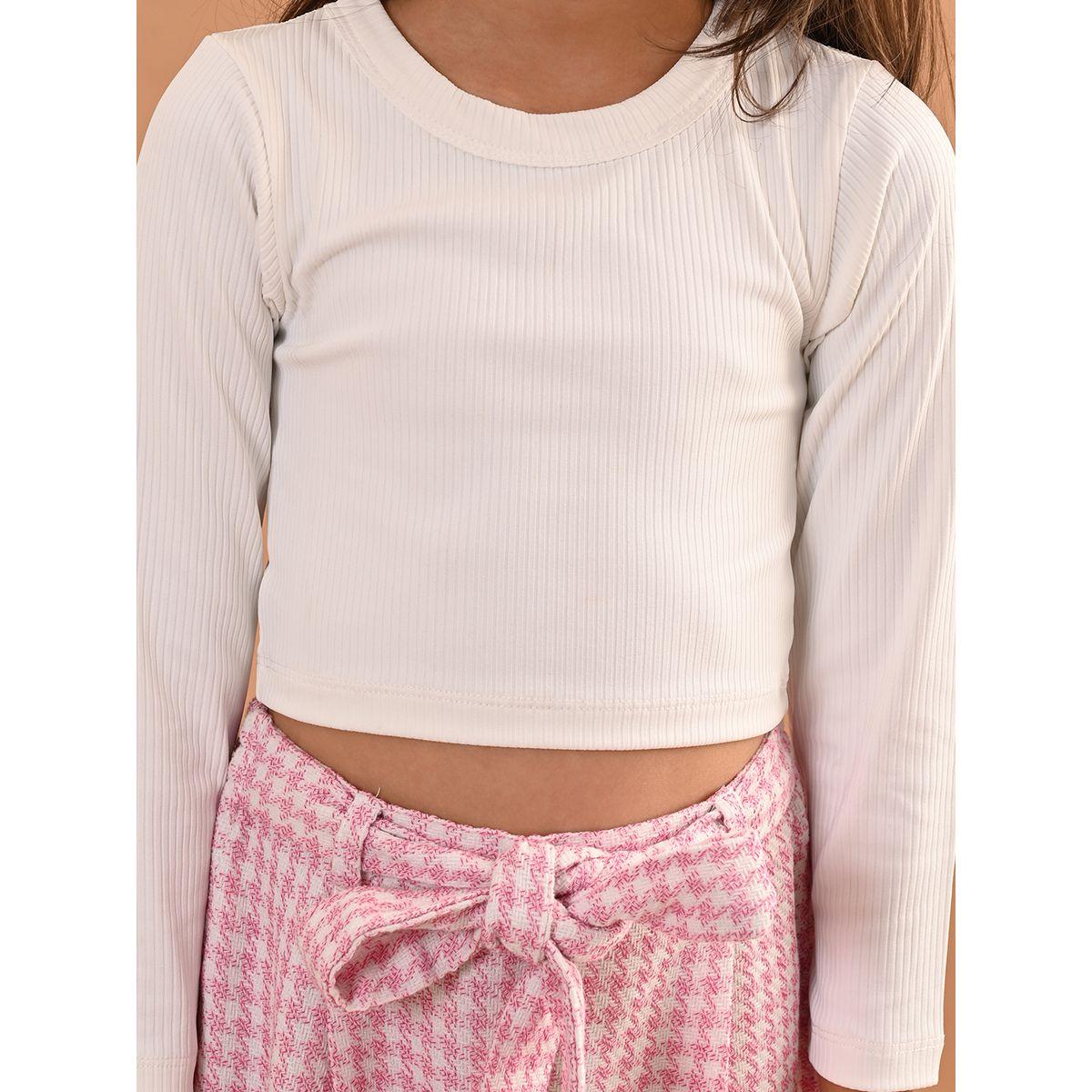 مجموعة من بنطال بنمط جينغام مع بلوزة قصيرة مضلعة ليل بيكس × ستايلي-girls-clothing-setsandcoords-image-5