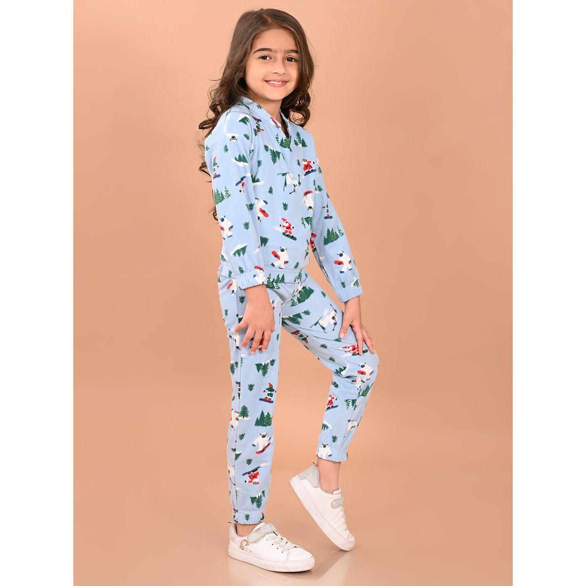 مجموعة من جوغر مع سويت شيرت فليس بطبعة جرافيك ليل بيكس × ستايلي-girls-clothing-setsandcoords-image-3