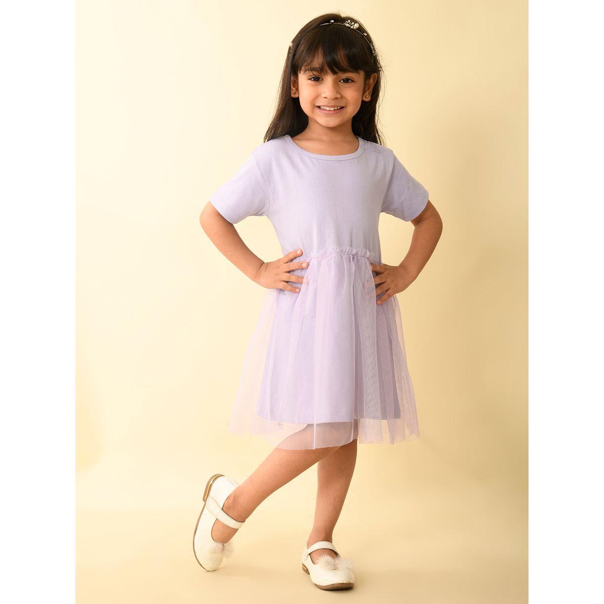 LilPicks X Styli  Solid Mesh Insert Dress-girls-clothing-dressesandjumpsuits-image-5