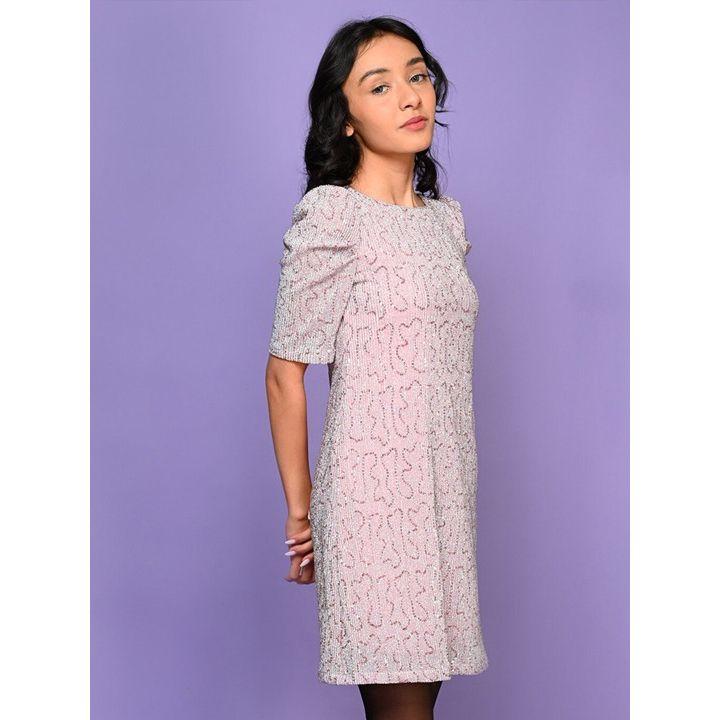 فستان منمق بالترتر مع اكمام منفوخة ليل بيكس × ستايلي-girls-clothing-dressesandjumpsuits-image-4