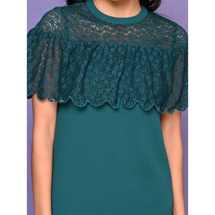 فستان بتفاصيل دانتيل مع اكمام بنمط رداء ليل بيكس × ستايلي-girls-clothing-dressesandjumpsuits-image-3