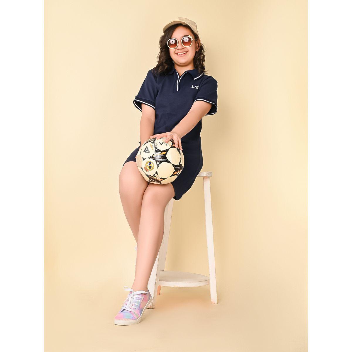 LilPicks X Styli  Logo Detail Polo T-Shirt Dress-girls-clothing-dressesandjumpsuits-image-1