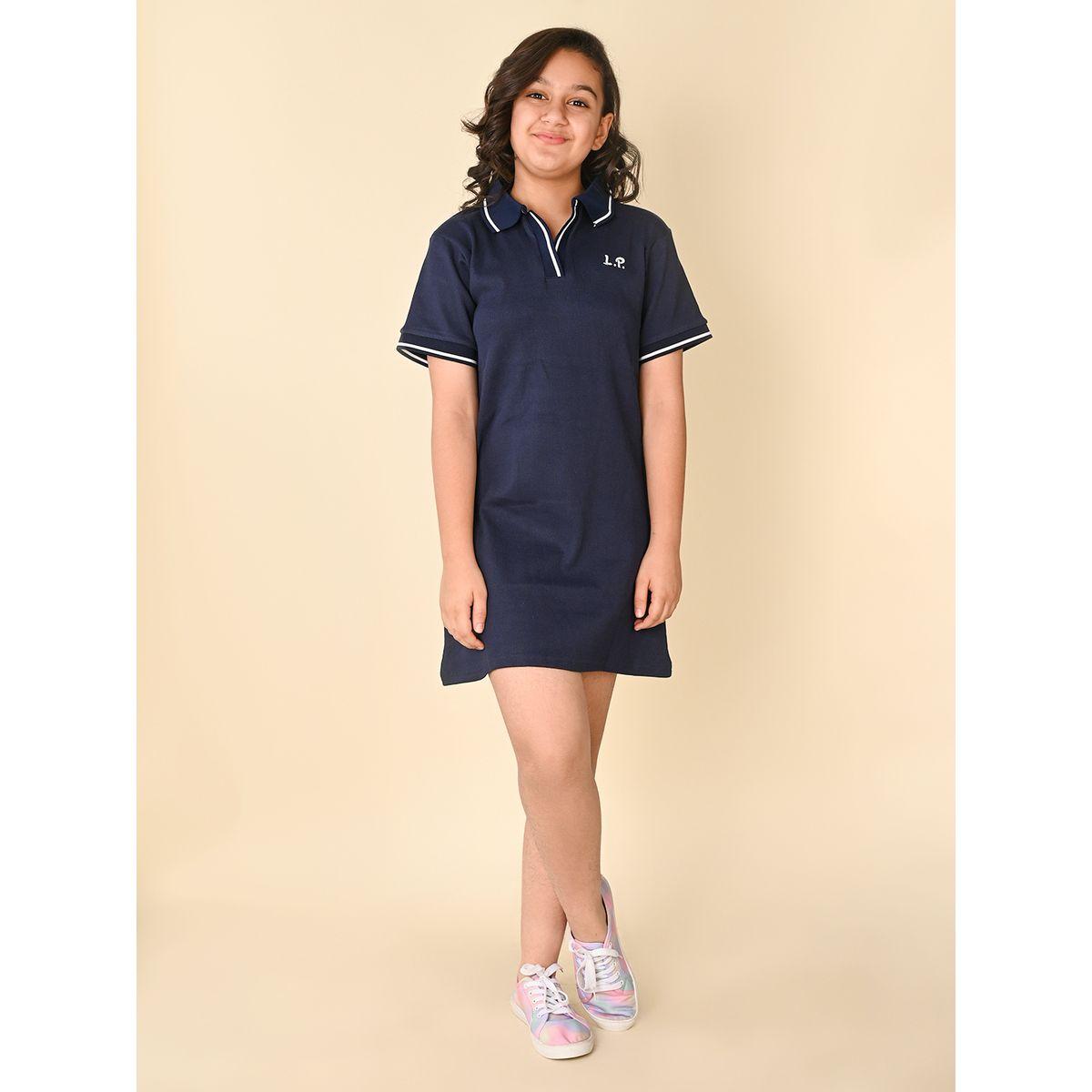 LilPicks X Styli  Logo Detail Polo T-Shirt Dress-girls-clothing-dressesandjumpsuits-image-2