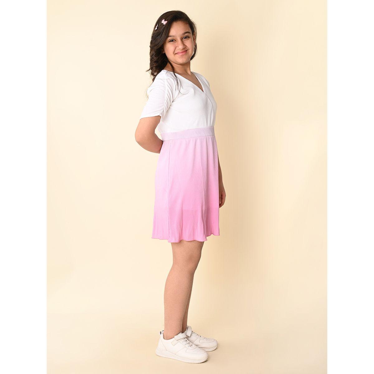 فستان بتفاصيل مضلعة مع تدرج الالوان ليل بيكس × ستايلي-girls-clothing-dressesandjumpsuits-image-4