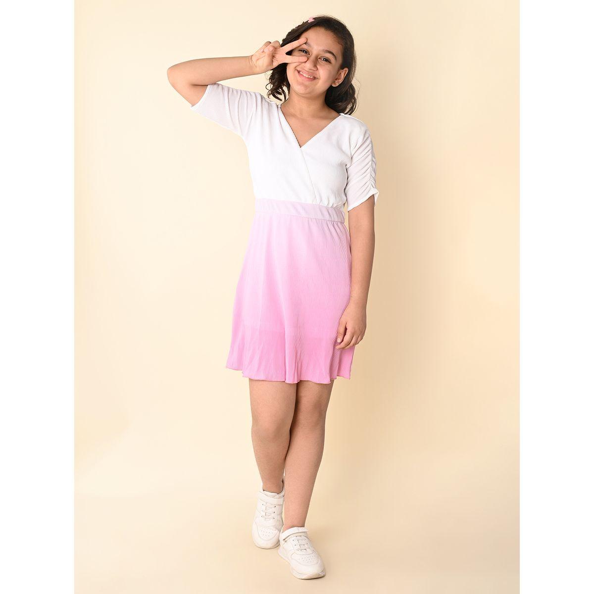 فستان بتفاصيل مضلعة مع تدرج الالوان ليل بيكس × ستايلي-girls-clothing-dressesandjumpsuits-image-5