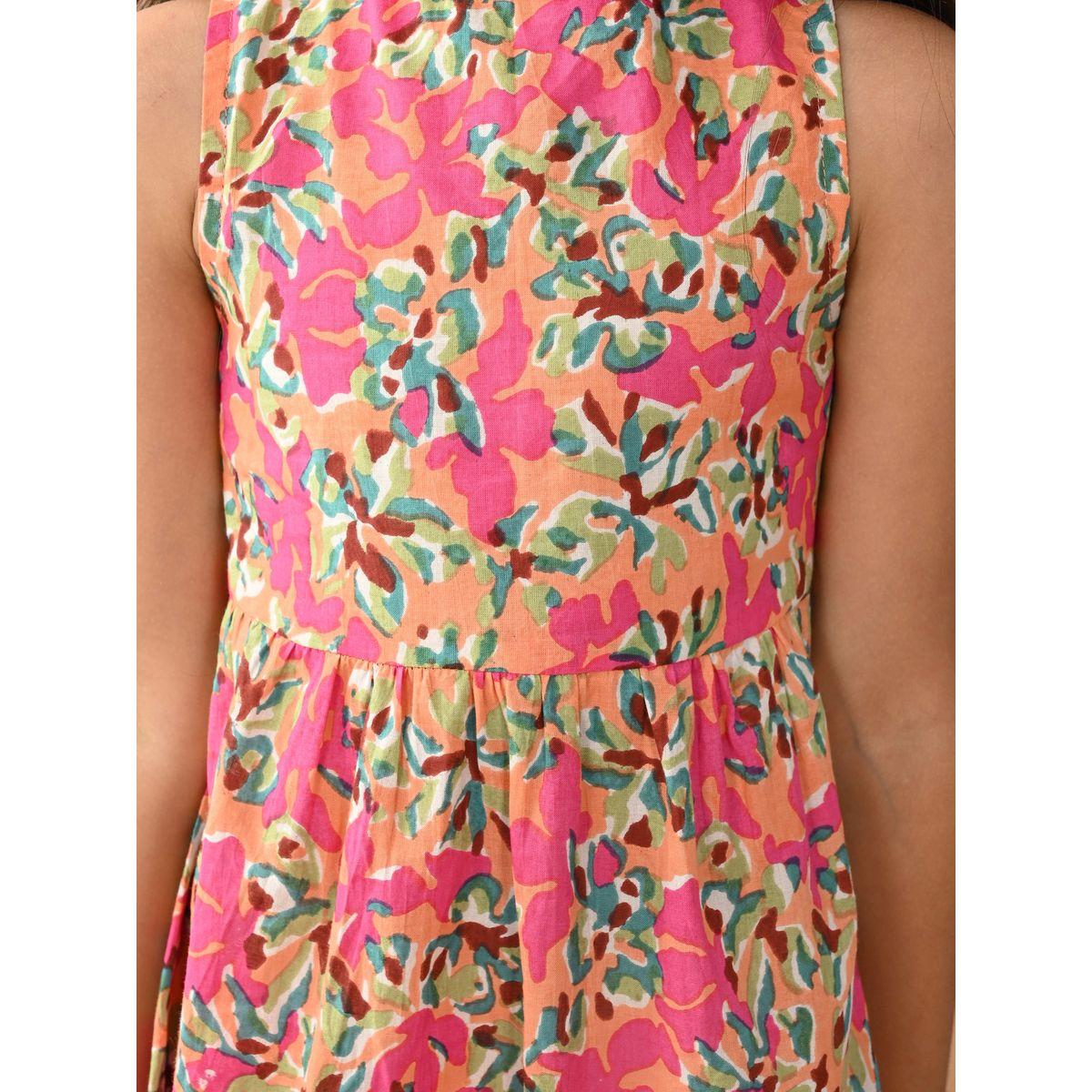 فستان مطبع بزهور مع كسرات ليل بيكس × ستايلي-girls-clothing-dressesandjumpsuits-image-2