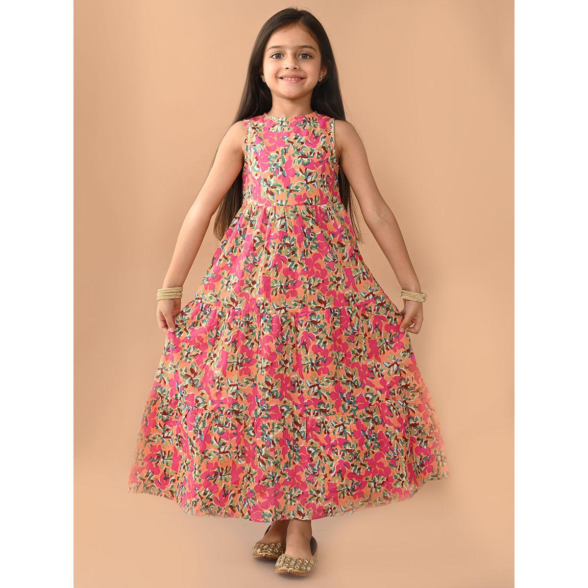 فستان مطبع بزهور مع كسرات ليل بيكس × ستايلي-girls-clothing-dressesandjumpsuits-image-3