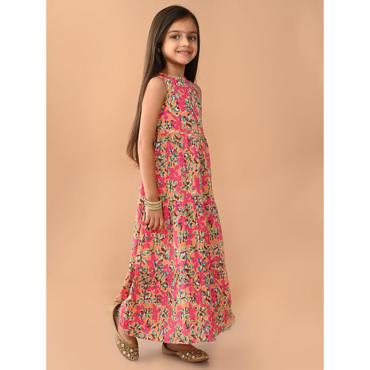 فستان مطبع بزهور مع كسرات ليل بيكس × ستايلي-girls-clothing-dressesandjumpsuits-image-4