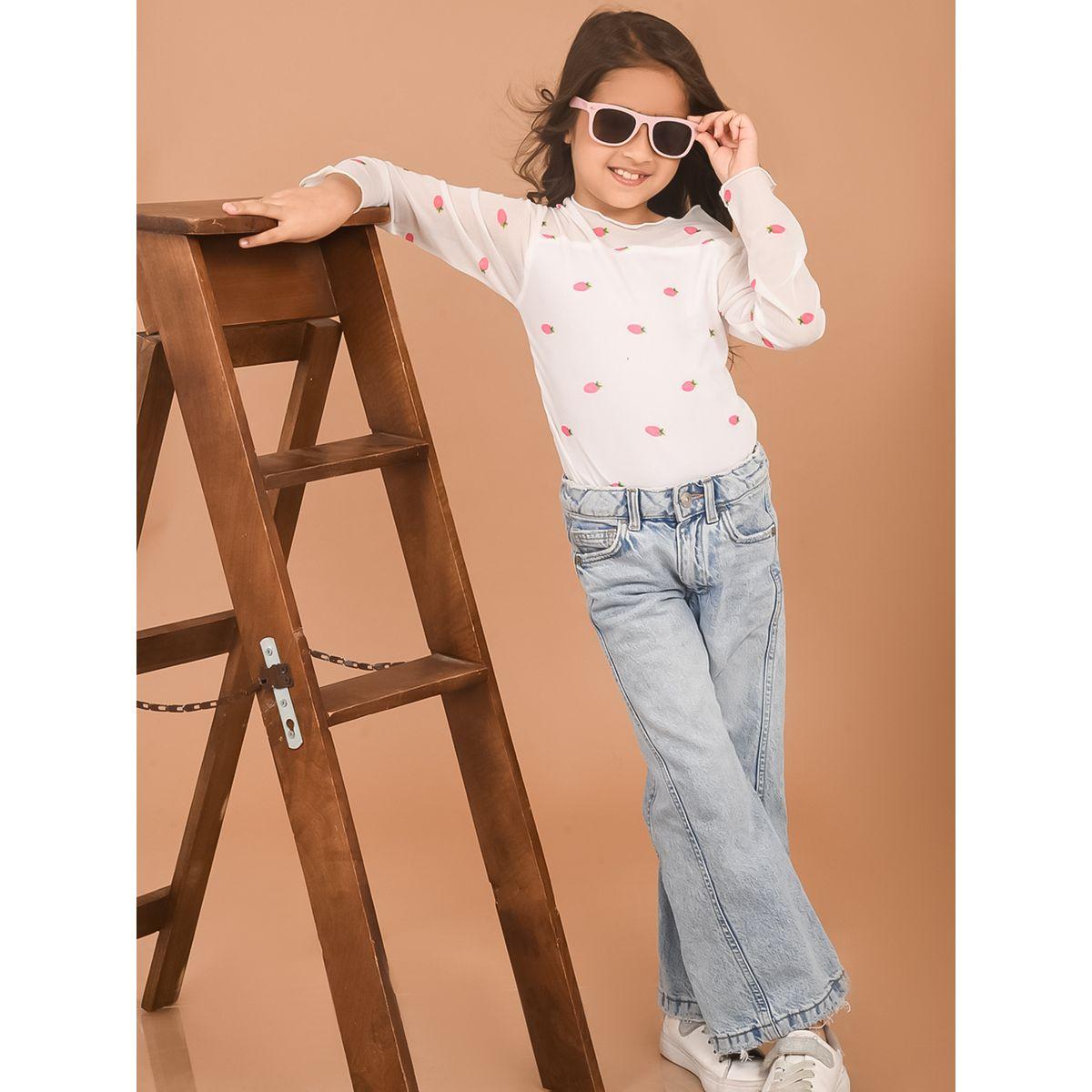 بلوزة مطبعة بطبعة فراولة مع اكمام طويلة ليل بيكس × ستايلي-girls-clothing-blousesandshirts-image-1