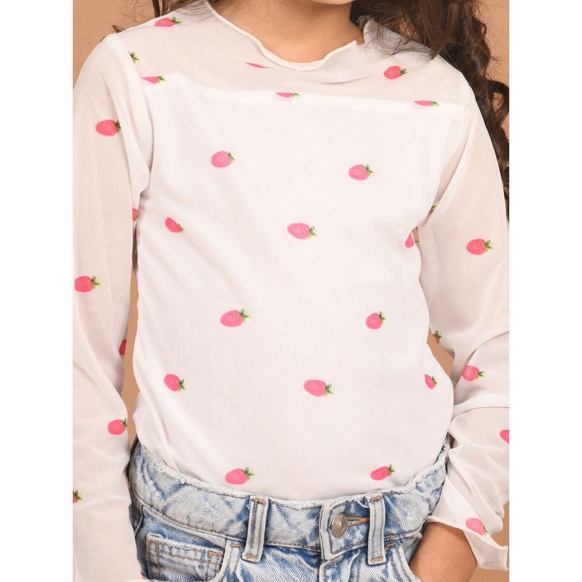 بلوزة مطبعة بطبعة فراولة مع اكمام طويلة ليل بيكس × ستايلي-girls-clothing-blousesandshirts-image-3