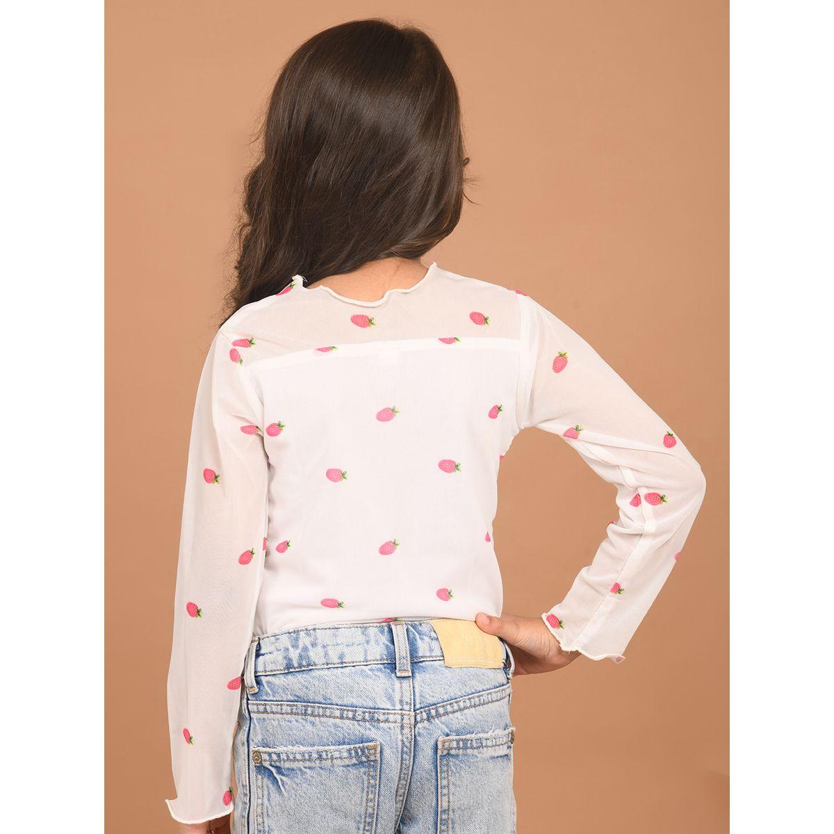 بلوزة مطبعة بطبعة فراولة مع اكمام طويلة ليل بيكس × ستايلي-girls-clothing-blousesandshirts-image-5