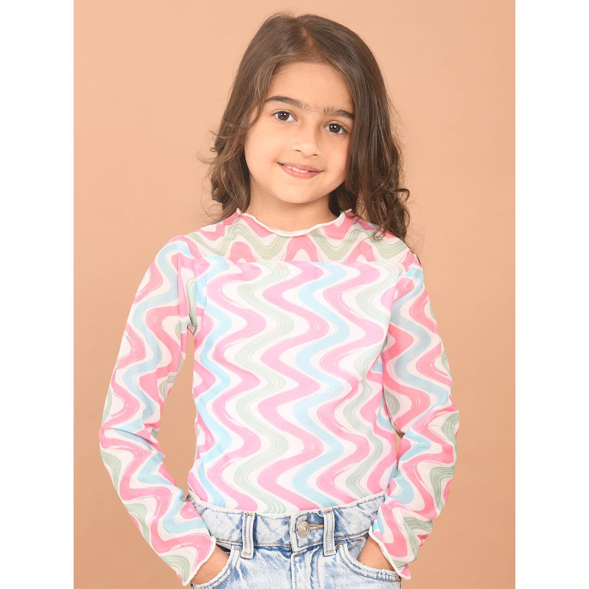 بلوزة مطبعة بالكامل مع ياقة عالية ليل بيكس × ستايلي-girls-clothing-blousesandshirts-image-4