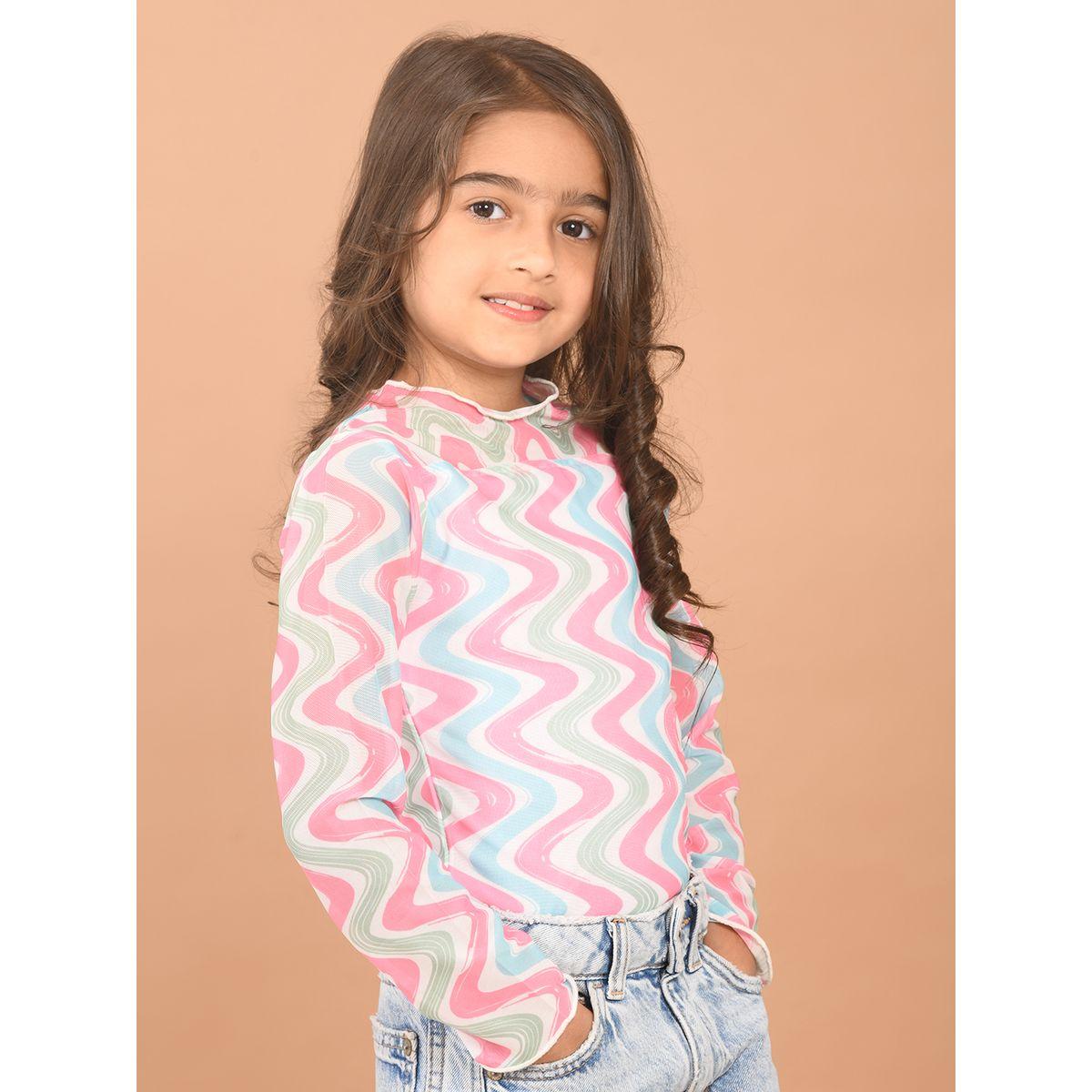بلوزة مطبعة بالكامل مع ياقة عالية ليل بيكس × ستايلي-girls-clothing-blousesandshirts-image-5