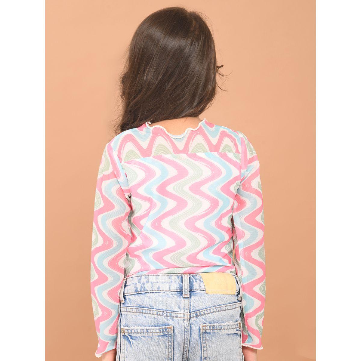 بلوزة مطبعة بالكامل مع ياقة عالية ليل بيكس × ستايلي-girls-clothing-blousesandshirts-image-6