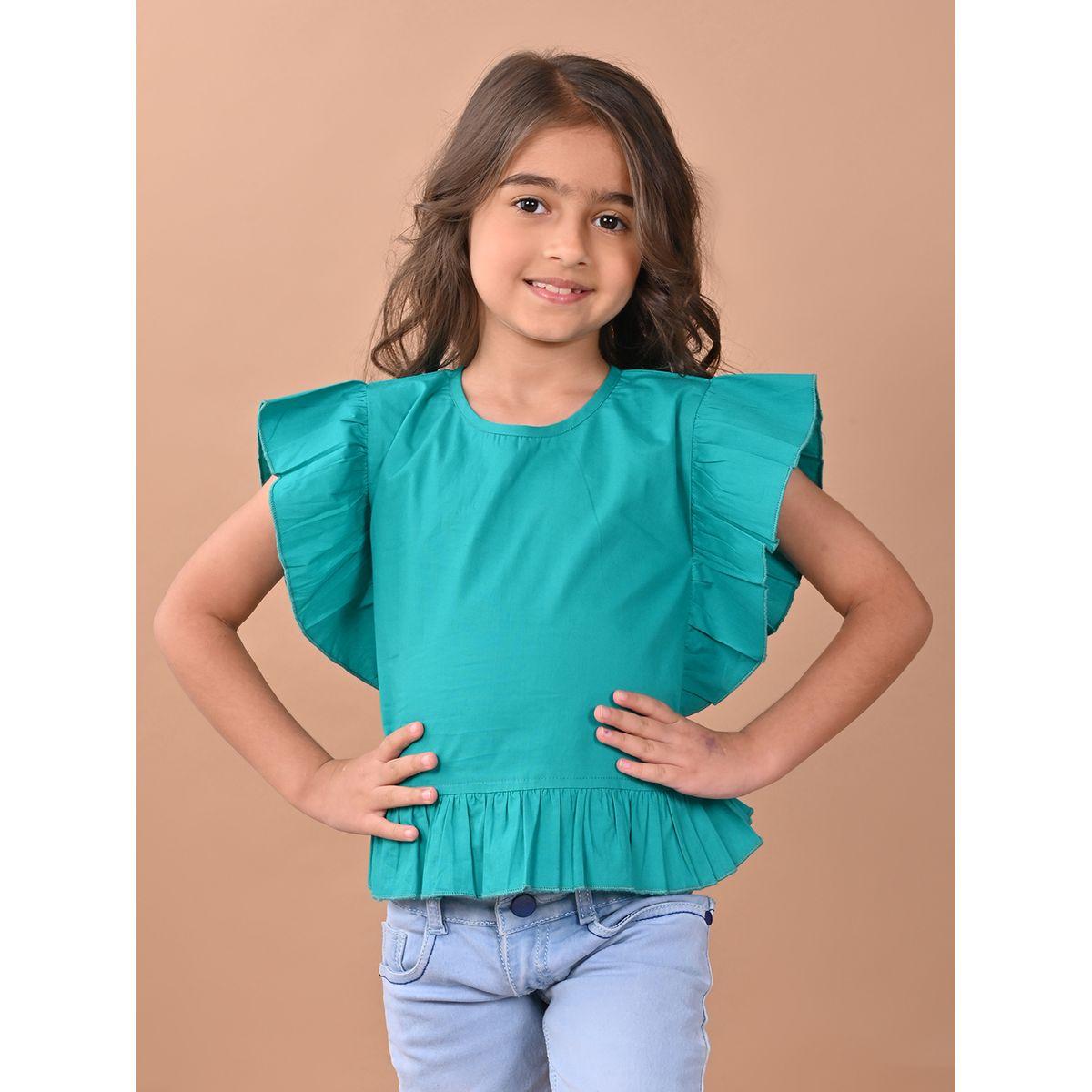 بلوزة سادة بتفاصيل كشكش ليل بيكس × ستايلي-girls-clothing-blousesandshirts-image-4