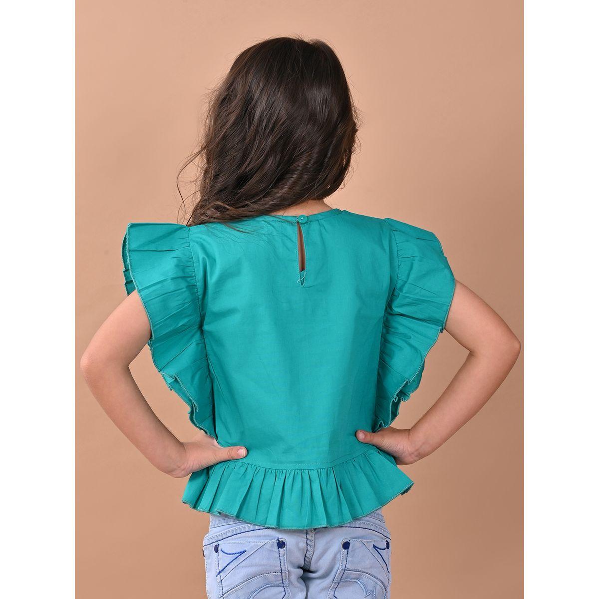بلوزة سادة بتفاصيل كشكش ليل بيكس × ستايلي-girls-clothing-blousesandshirts-image-2