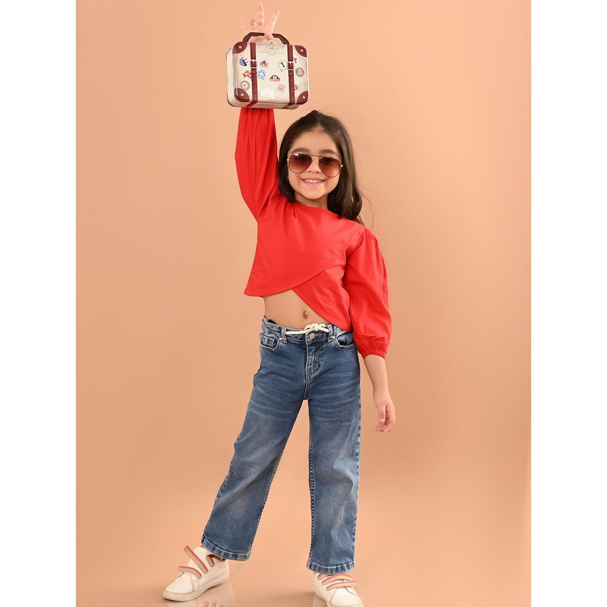 بلوزة قصيرة بحافة غير متماثلة الطول ليل بيكس × ستايلي-girls-clothing-blousesandshirts-image-1