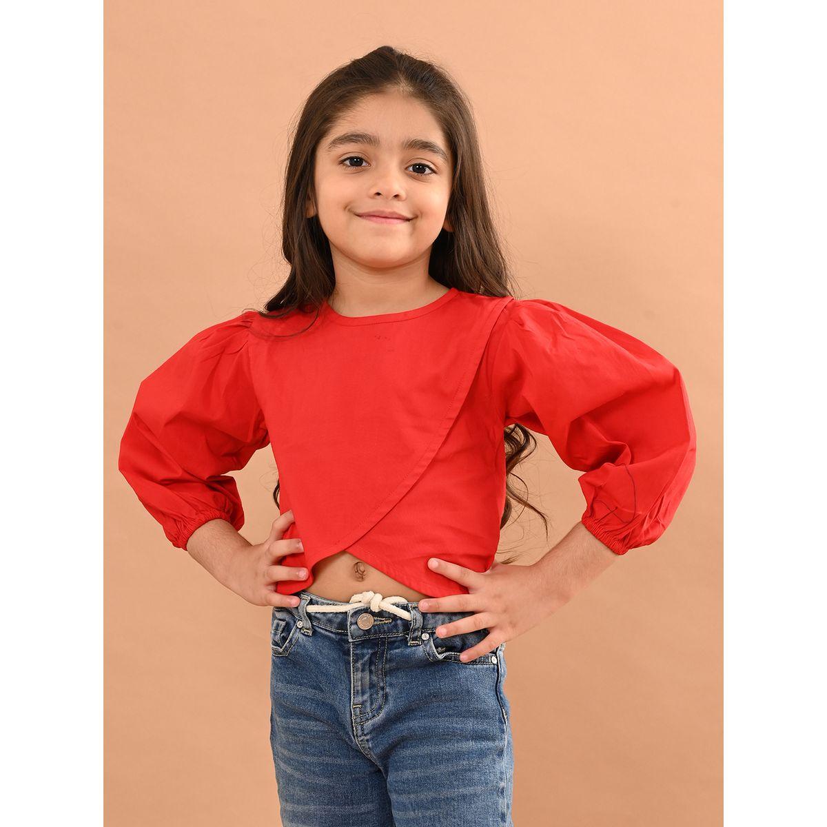 بلوزة قصيرة بحافة غير متماثلة الطول ليل بيكس × ستايلي-girls-clothing-blousesandshirts-image-2