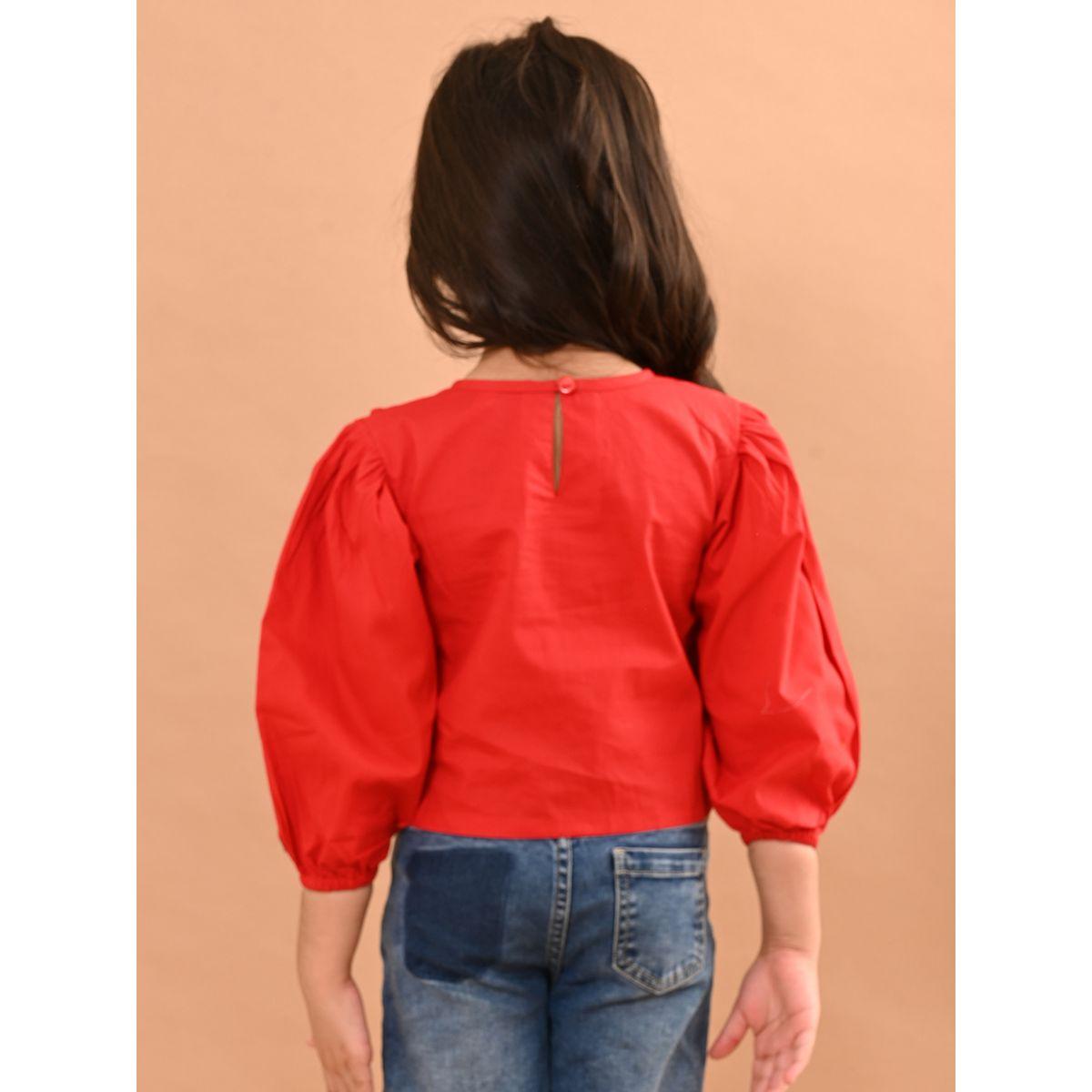 بلوزة قصيرة بحافة غير متماثلة الطول ليل بيكس × ستايلي-girls-clothing-blousesandshirts-image-4