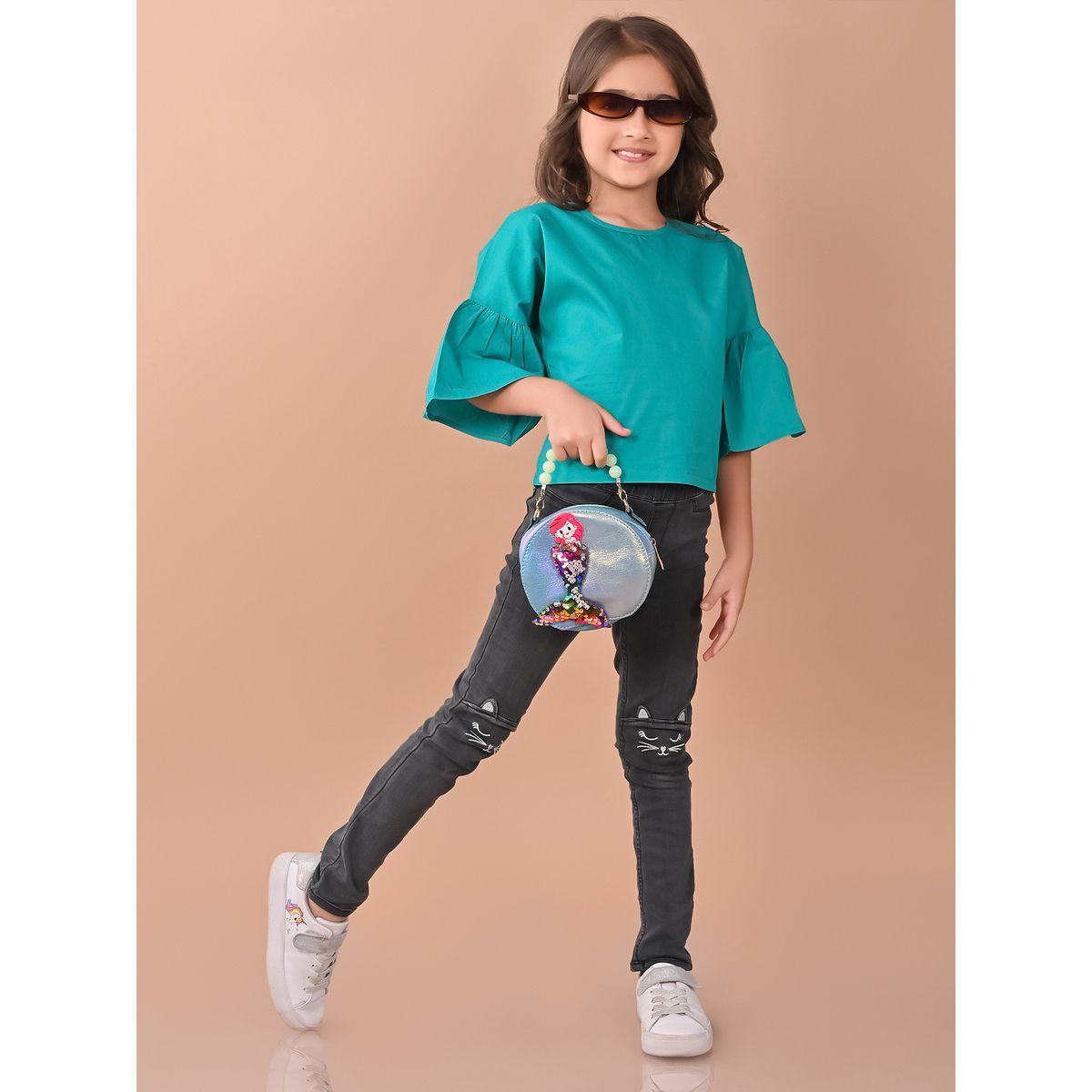 LilPicks X Styli  Solid Bell Sleeves Top-girls-clothing-blousesandshirts-image-1
