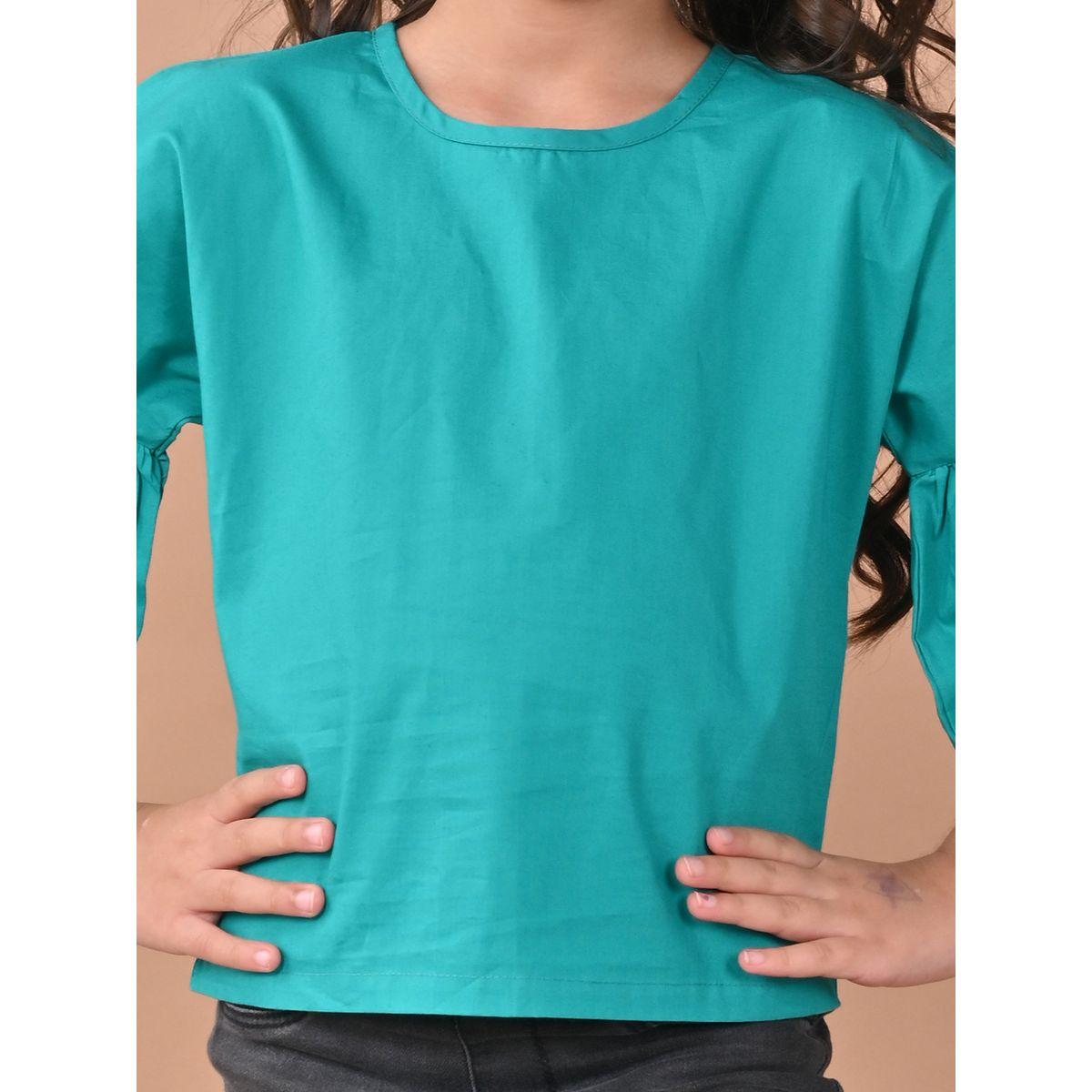 LilPicks X Styli  Solid Bell Sleeves Top-girls-clothing-blousesandshirts-image-2