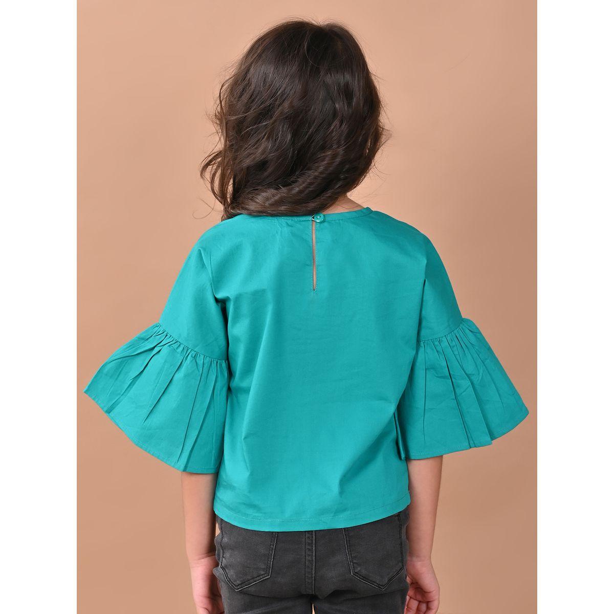 LilPicks X Styli  Solid Bell Sleeves Top-girls-clothing-blousesandshirts-image-5