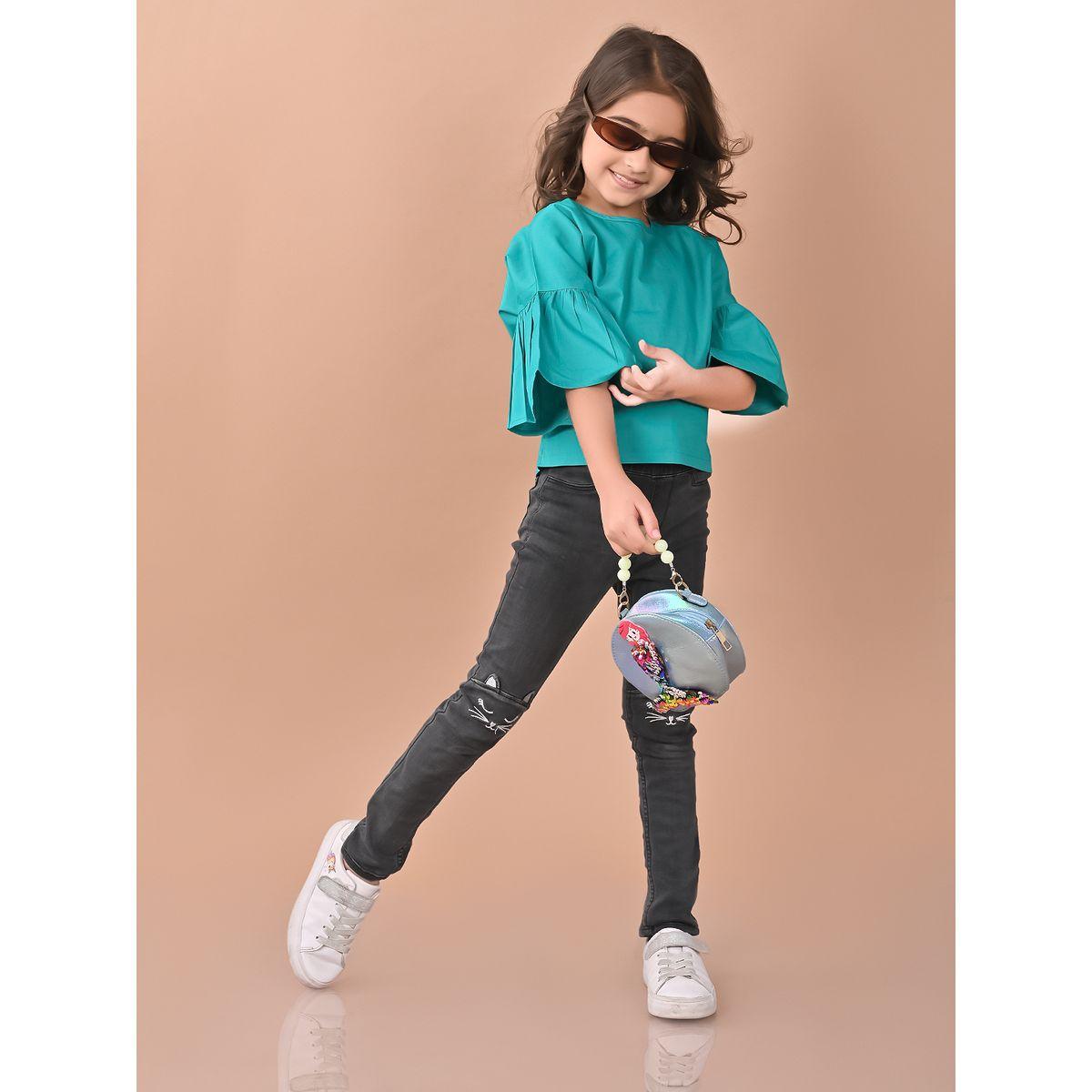 LilPicks X Styli  Solid Bell Sleeves Top-girls-clothing-blousesandshirts-image-6