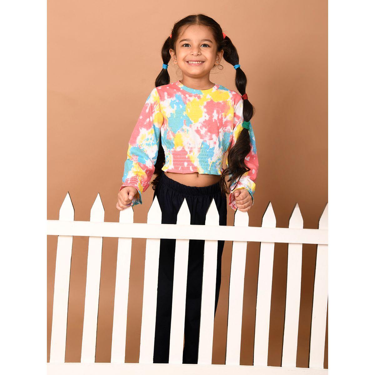 LilPicks X Styli  Tie Dye Print Crop Top & Pants Set-girls-clothing-setsandcoords-image-2