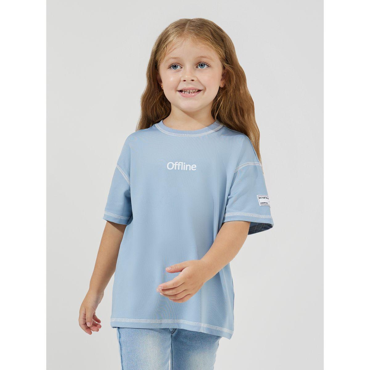 تيشيرت فضفاض بتداخلات مدروزة-girls-clothing-tshirts-image-1