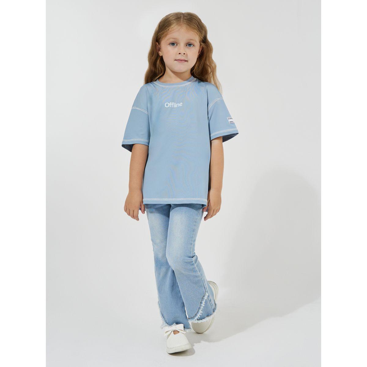 تيشيرت فضفاض بتداخلات مدروزة-girls-clothing-tshirts-image-2