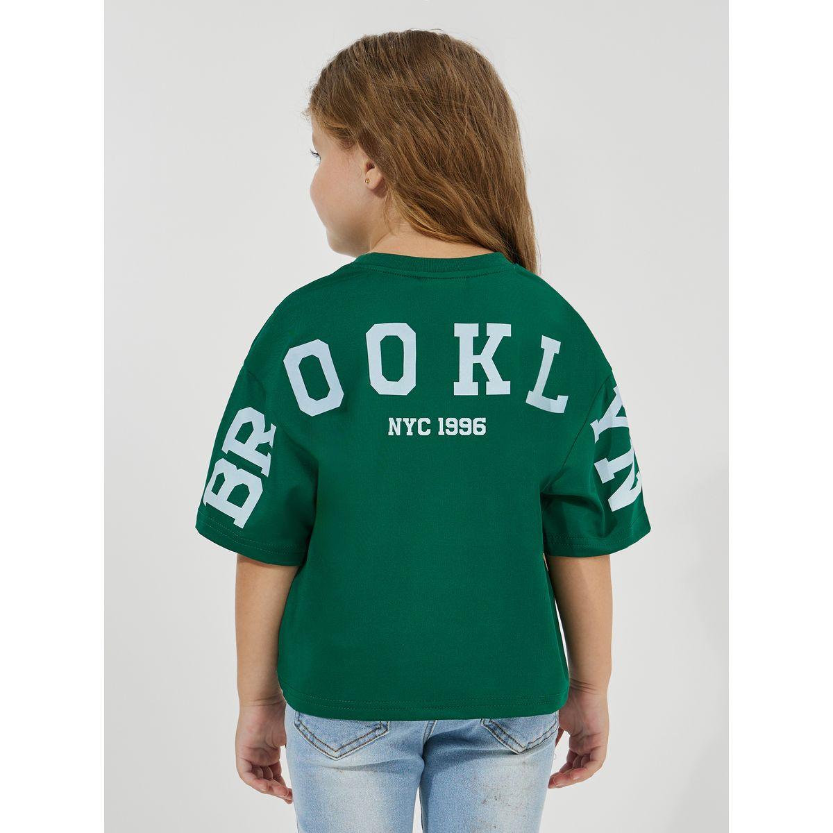 تيشيرت بوكسي قصير بطبعة بروكلين-girls-clothing-tshirts-image-1